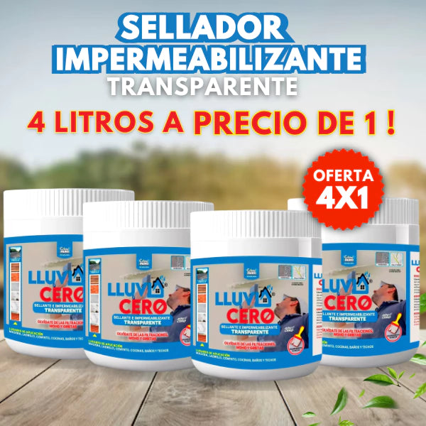 LLUVIA CERO PACK X4 Litros Sellador Transparente Impermeabilizante