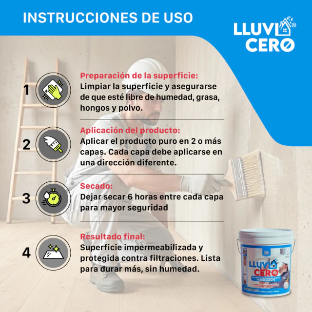 LLUVIA CERO PACK X4 Litros Sellador Transparente Impermeabilizante